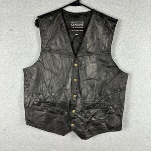 Genuine Navarre Leather Company Vest Men 2XL XXL Black Italian Stone‎ Patchwork